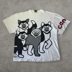 90s marc tetro シベリアンハスキー　犬イラストTシャツ ホワイト