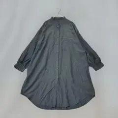 ボディデザート バンドカラー マキシ丈 シャツワンピース ダークグレー M