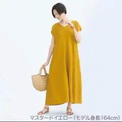 【生活アートクラブ】リネン ロングワンピース ゆったりマキシ丈 ナチュラル 麻
