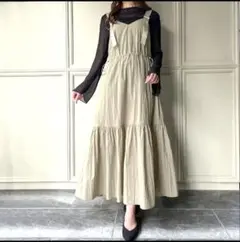 JUNOAH ドロストミリタリージャンパースカートXＬ ゆったり
