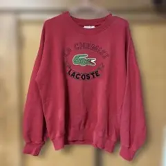 早い者勝ち　OLD　LACOSTE 刺繍ロゴ レッドスウェット　サイズ3