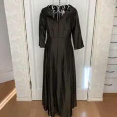 美品 Sybillaシビラ 光沢シルク ロングドレス 七分袖