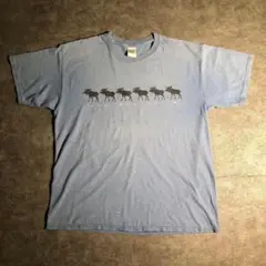 【ヴィンテージ】アニマルプリントTシャツ カモシカ 古着 ZSM5 ブルーグレー