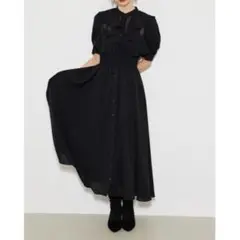 rienda リエンダ ラッフルデザインフレアワンピース ブラック