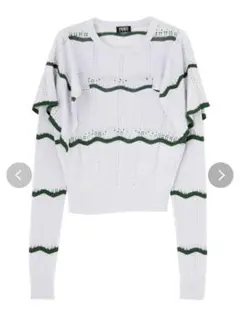 【完売品】PAMEO POSE EYELET BORDER KNIT TOP
