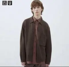 UNIQLO U ニットオーバーシャツジャケット ユニクロ ユー ブラウン S