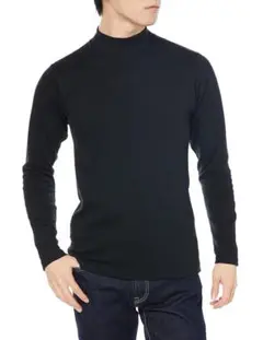 ヘインズ ロングTシャツ L 黒　防寒着 ハイネック　長袖 HM4-Q507A