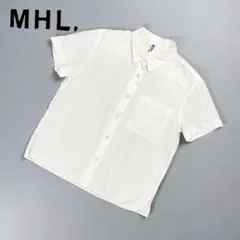美品 MHL 半袖コットンシャツ ワイド ホワイト サイズ1*CD392
