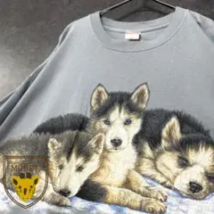 US古着 vintage【アニマル 犬 ハスキー Tシャツ】メンズ3XL