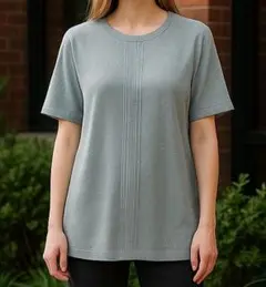 美品 レリアン leilian トップス S相当 水色 クルーネック 半袖
