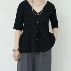 新品 SHENERY （シーナリー）2WAYペプラムニット ブラック