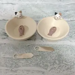 じ　お香たて　2こ　ミニサイズ　猫　魚　かわいい お香ホルダー　こねこ
