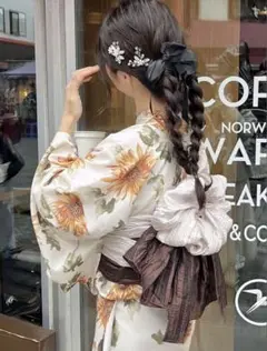 GRL　浴衣　水彩ひまわり浴衣セット
