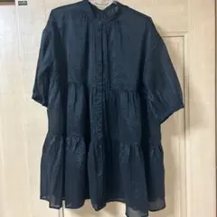 黒 ティアードデザイン 半袖シャツgu