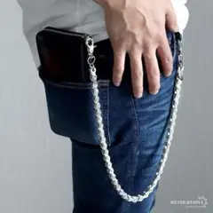 【新品】ウォレット　チェーン　バイク　鍵　ダブルクリップ　シルバー　ヒップホップ