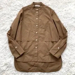美品　チノ　玉虫色　バンドカラー長袖シャツ　サイズM 定価3.5万円