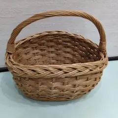 【新品未使用】ブラウン円形バスケット