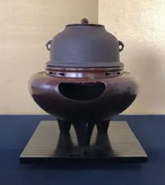砂張銅　瓢箪　建水　金森紹栄氏作　共箱入 R》茶道具 唐銅風炉【金森紹栄】共箱 元箱 250318こ4