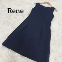 極美品 Rene ルネ ノースリーブ タック入り ポンチ ワンピース ドレス