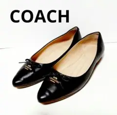 COACH コーチ パンプス フラットシューズ リボン ブラック