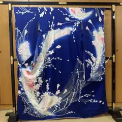 振袖⑬青 花柄 美品 正絹