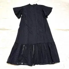 DeuxAmour デュ－ザム－ル　紺 レースワンピース　羽織りワンピース