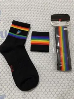 バドミントン ソックス レインボー ストライプ セット