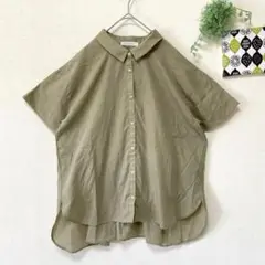 【ショコラフィーネローブ】 バックギャザーシャツ 半袖 カーキー 薄手 可愛い