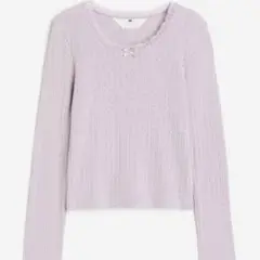 新品　H&M eyelet 長袖Tシャツ　ベビーピンク