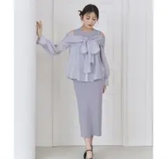 【美品♡】LILLIAN CARAT シアーリボンブラウス＆ニットワンピセット