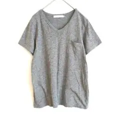ショコラフィネローブ Tシャツ M グレー 半袖 Vネック ポケット シンプル