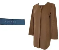 ANAYI 高級 アルパカ ノーカラーコート 比翼仕立て 上品 大人綺麗め