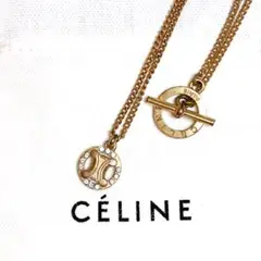 希少 CELINE オールドセリーヌ チェーンネックレス サークル ストーン