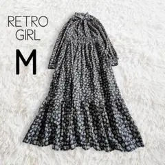 RETRO GIRLレトロガール ワンピース M ブラック 黒 花柄 ティアード