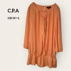 C.P.A リボン付き ボウタイ オレンジチュニック 涼しい M〜L