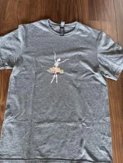 バレエ言　グレー スケルトンバレリーナ Tシャツ　S