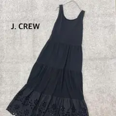 【J. CREW】ティアードバッククロスフレアワンピース ノースリーブ ブラック