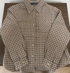 子供服チェック長袖シャツ 140サイズ ブラウン系チェック柄