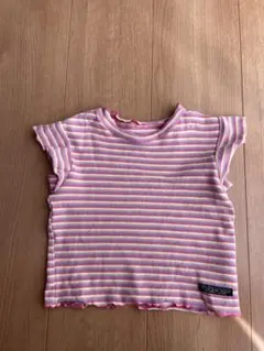 ストライプフリル袖Tシャツ 100cm