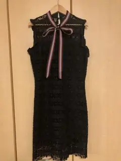 黒 レース ノースリーブミニワンピース