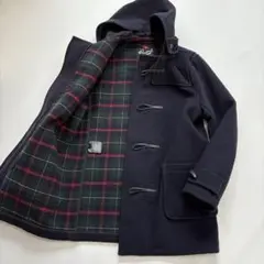 【極美品】グローバーオール ダッフルコート フード チェック ウール L