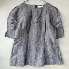 美品☆ミスジェイ 半袖ブラウス M リネンブラウス 半袖カットソー パフスリーブ