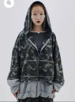 neith. パーカー neith.tokyo Layered Crush Hoodie-CAMO[43040-7399-T47]｜URBAN