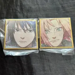 NARUTO ミニ色紙 ガチャガチャ うちはサスケ 春野サクラ