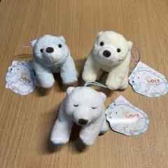AMUFUN くったりシロくま　シャーベット ぬいぐるみマスコット　３つセット