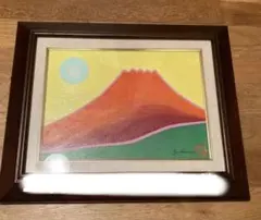 ●『紫の富士』●がんどうあつし絵画油絵F3号ホワイト額縁付●モーヴ富士山月太陽 ○『金の太陽の日の出赤富士(富士吉田)』○がんどうあつし絵画