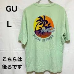 【L】 GU コカ・コーラ コラボ Tシャツ ハワイ ヤシの木 プリント 半袖