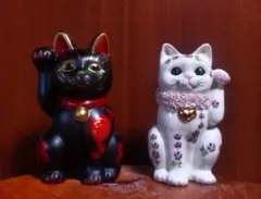 招き猫 ２点セット アイリッシュドレスデン＆古色大正 美品