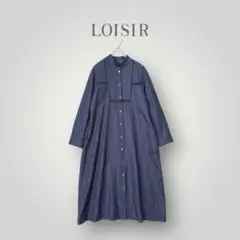 2023 LOISIR 綿麻キュプラサテン スタンドカラーワンピースシャツドレス