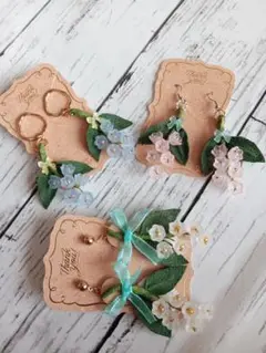 ピアス　スズラン　鈴蘭　ビーズ細工
